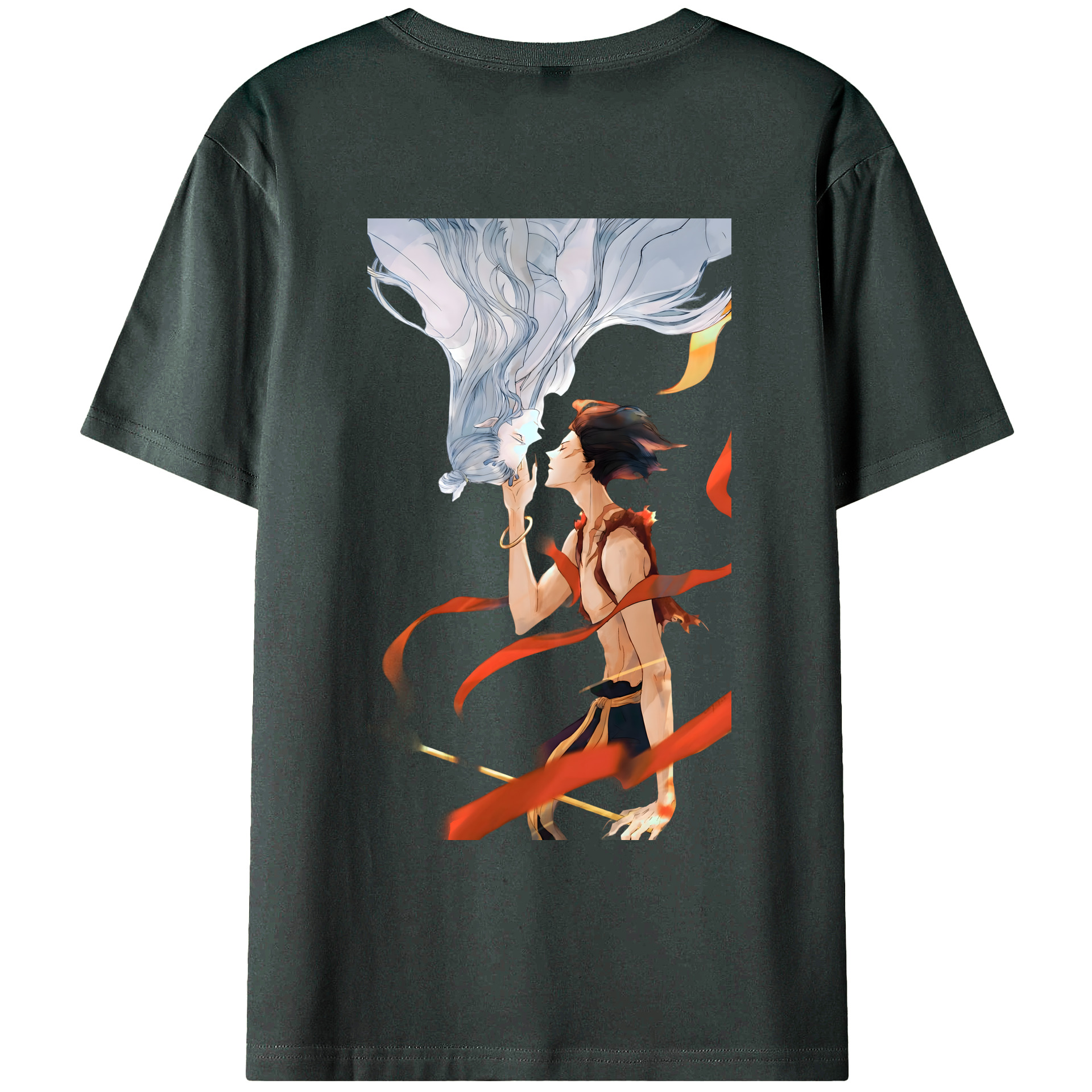 （画像用） Ne Zha 2 ナタ 魔童の大暴れ 綿100％ メンズ半袖Tシャツ（バックプリント） 通気性